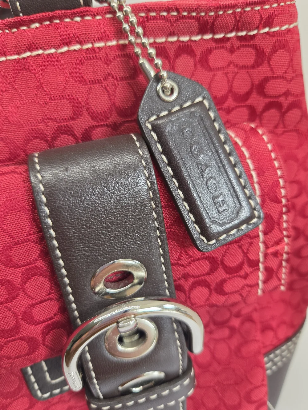 Coach Red Signature Canvas Pocket Tote, With Dust Bag, Perfect Condition, Y2K